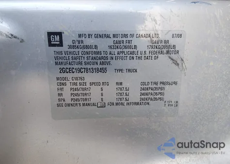 2008 Chevrolet Silverado 1500 Ls из США, поврежденный, VIN 2GCEC19C781318455